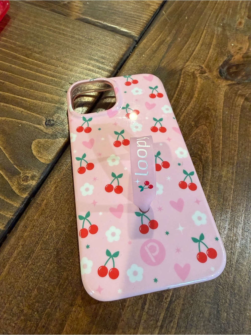 Loopy Case Pink Cherry hearts iPhone 13 Case